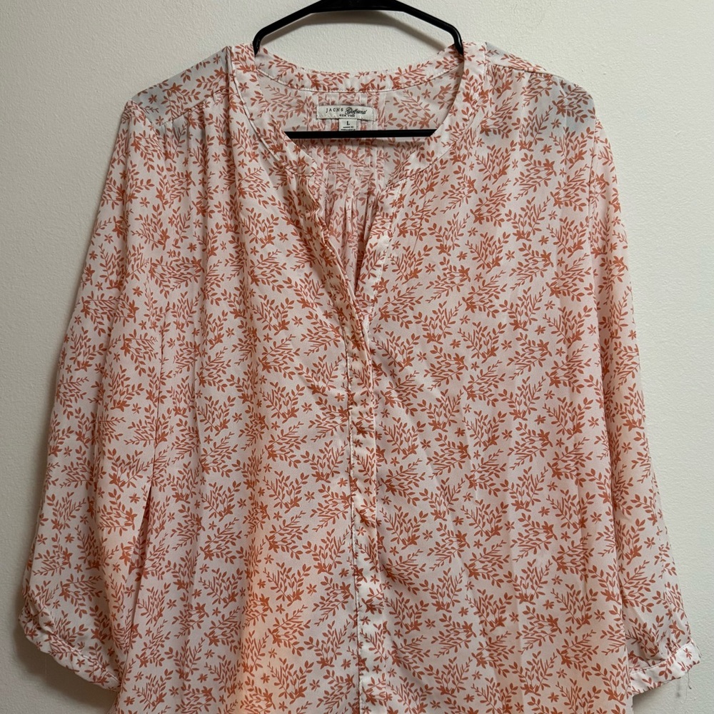 JACHS Girlfriend Floral Blouse - White and Orange